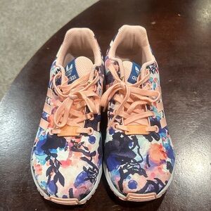 Adidas Women's Floral Sneakers - Pink and Blue